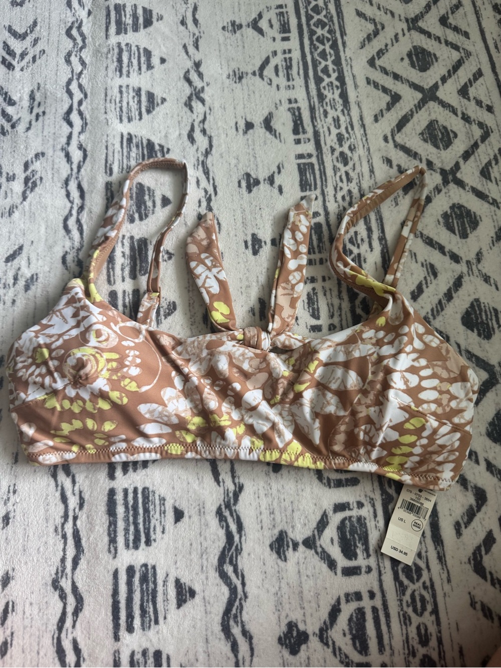 aerie Beige Floral swim set with Yellow Accents